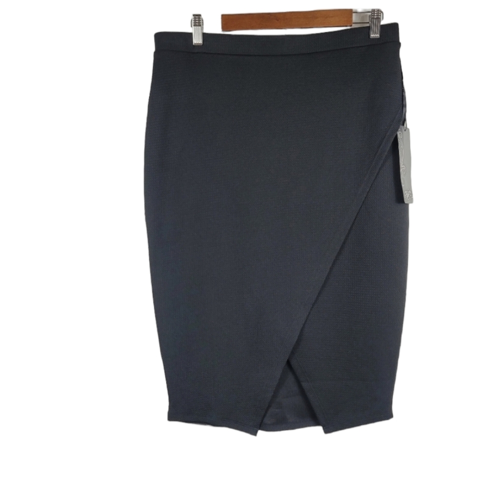 Secured Wrap Pencil Skirt Front Slit